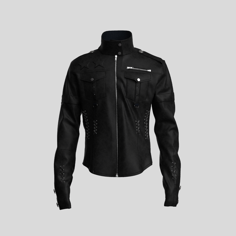 Dreamband『Black Bound Army』26Ss Dark Street Leather Jacket Black Motorcycle Jacket Short Coat