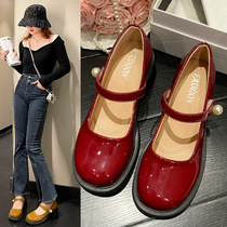 British style shallow-mouthed small leather shoes for women French retro single shoes 2024 spring and autumn new Mary Jane thick heel high heels