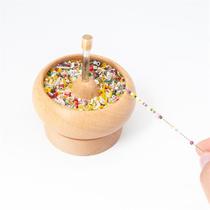 Handmade beading bowl rice beads tube beading tool free beading needle 10cm manual embroidery beech wood beading artifact