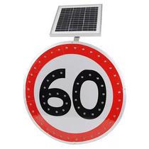 LED Solar Traffic Sign Cards Self-Luminescence Induced Road Safety Mark Construction Warning Triangle Cards Round Cards