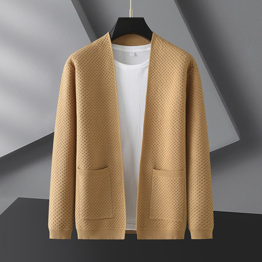 2023 Spring and Autumn New Large Size Knitted Cardigan Skin Friendly Breathable Plus Fat Extra Large Loose Slim Sweater Jacket for Men