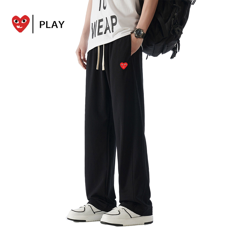 Play Official Straight Sweatpants Men's 2025 Autumn and Winter New American Trendy Brand Draped Sports Floor-Length Black Casual Pants