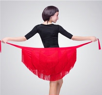 New tassel triangle scarf one-piece skirt adult skirt Latin dance costume female lace-up hip scarf practice skirt