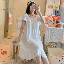 Princess style Mordale pregnant womens nightgown summer thin postpartum breastfeeding home dress maternity short sleeve dress