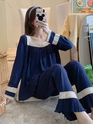 Yuezi clothing spring and autumn cotton postpartum pregnant women breastfeeding pajamas home clothing nursing summer thin model July 8 hospitalization clothing 9