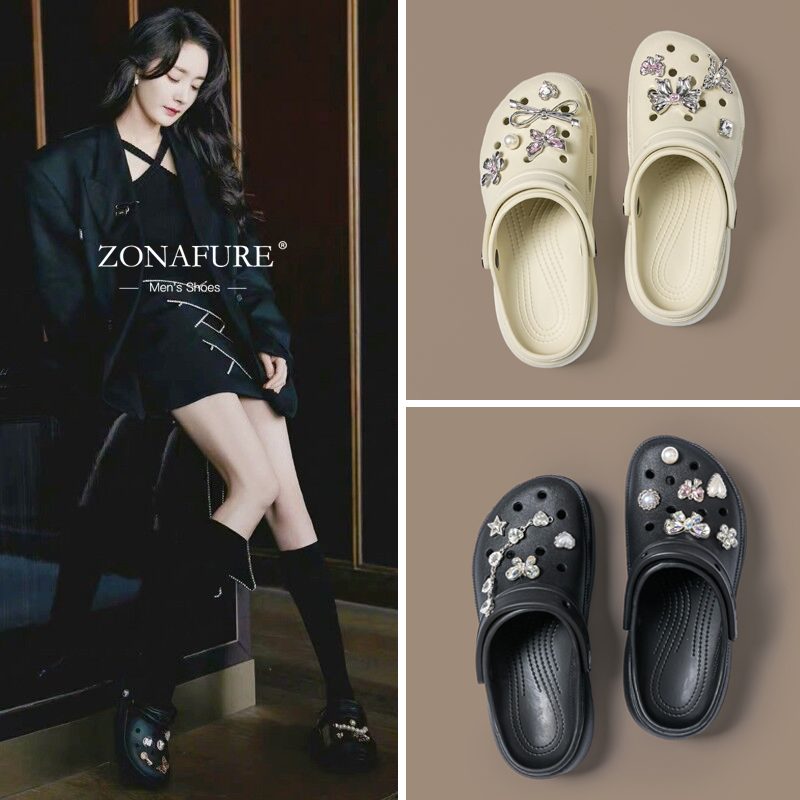 Yang Mi's Same Style High-End Cloud Hole Shoes for Women, Thick-Soled, Non-Slip, Odor-Resistant Eva Thick-Soled Sandals and Slippers for Summer Outdoor Wear