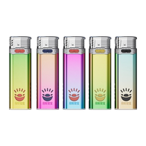 50pcs metal windproof straight-through lighters with custom printing and custom-made high-end engraving wholesale advertising inflatable disposable