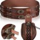 Knight Belt Medieval Retro Waist Belt Waist Bag Viking Style Embossed Wide Leather Belt Cosplay