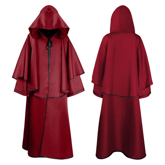 Medieval Cloak Hooded Magic Wizard Robe Guide Grim Reaper Role-Playing Halloween Cosplay Costume