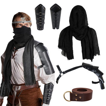 Halloween Costume Accessories Set Shoulder Armor Wrist Guards Arm Guards Waist Bag Belt Masked Retro Knight Carnival Cos