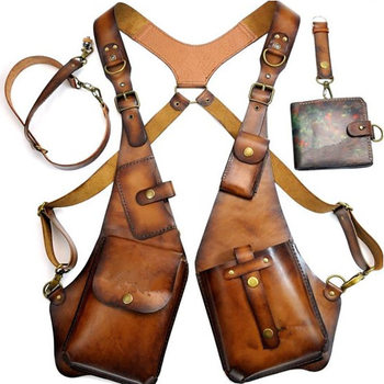 Medieval Steampunk Retro Shoulder Bag Halloween Cosplay Prop Leather Wallet