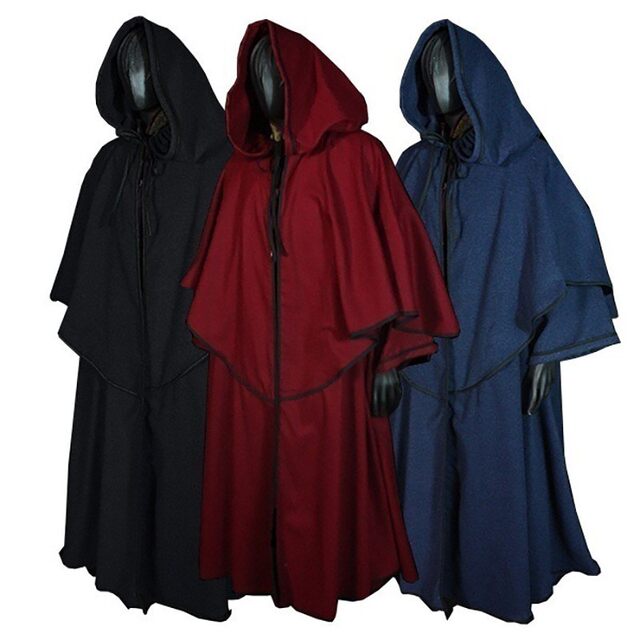 Medieval Cloak Hooded Magic Wizard Robe Guide Grim Reaper Role-Playing Halloween Cosplay Costume