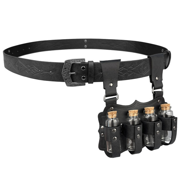 Medieval alchemy four bottles belt belt potion bottle Nordic Viking style retro cos stage performance props