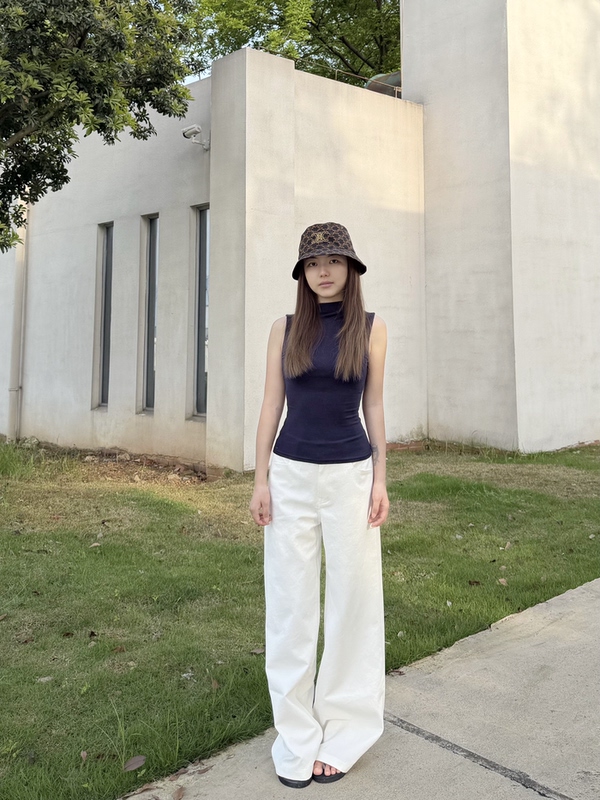 [Li Vivi New Product] Old Money Style Mid-Waist Tencel White Straight-Leg Pants Versatile!