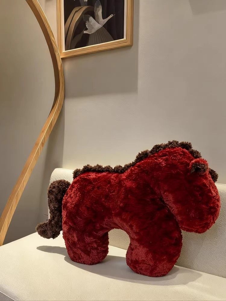 Little Horse Pillow, Living Room Sofa Cushion, 2026 Year of the Horse New Year Mascot, Zodiac Horse Plush Toy Sofa Cushion
