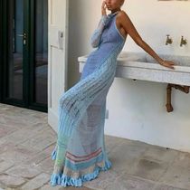 Yiiciovy Женское длинное трикотажное платье контрастного цвета с вырезом см.