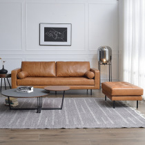 Nouveau style nordique Sofa Combinations American Oil Wax Leather Small Family Style Living Room Apartment Hotel Retro Leather Sofa