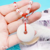 Breast milk safe buckle longevity lock Guanyin Buddha fetal hair beads necklace jade pendant souvenir DIY material package