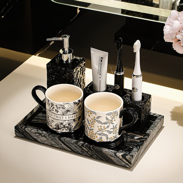 Swiss Joico French-Style Toothbrush Holder, High-End Bathroom Countertop Electric Toothbrush Holder, Mouthwash Cup, Toothbrush Cup