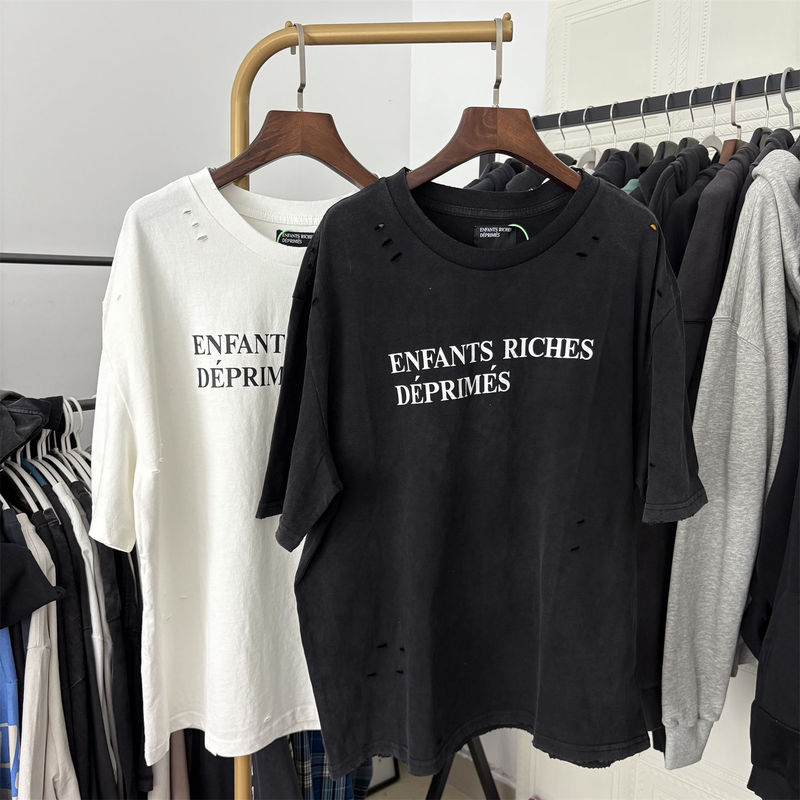 Erd Melancholic Rich Second-Generation Letter Slogan Basic Vintage Washed Distressed Loose Vtg Short-Sleeve T-Shirt Unisex Trendy Erd Melancholic Rich Second-Generation Letter Slogan Basic Vintage Washed Distressed Loose Vtg Short-Sleeve T-Shirt Unisex Trendy