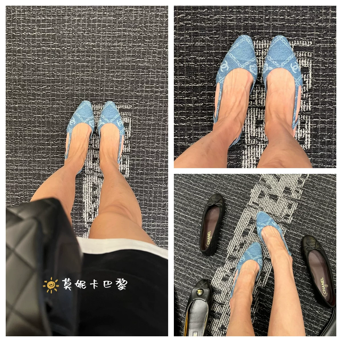 Французская покупка CHANEL/Chanel 23A голубые джинсовые печатные слепоны с застежкой-ребра женские