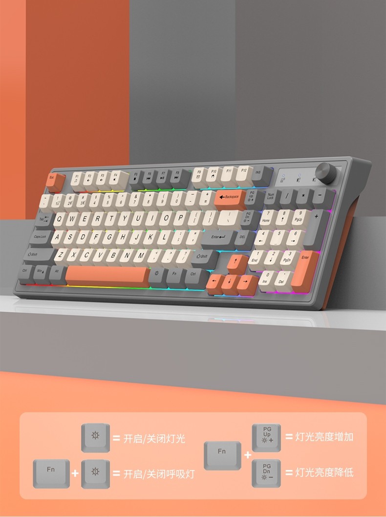 Viper K98 Wireless Bluetooth Keyboard Silent Laptop Keyboard for Girls Office Charging Luminous Mechanical Feel