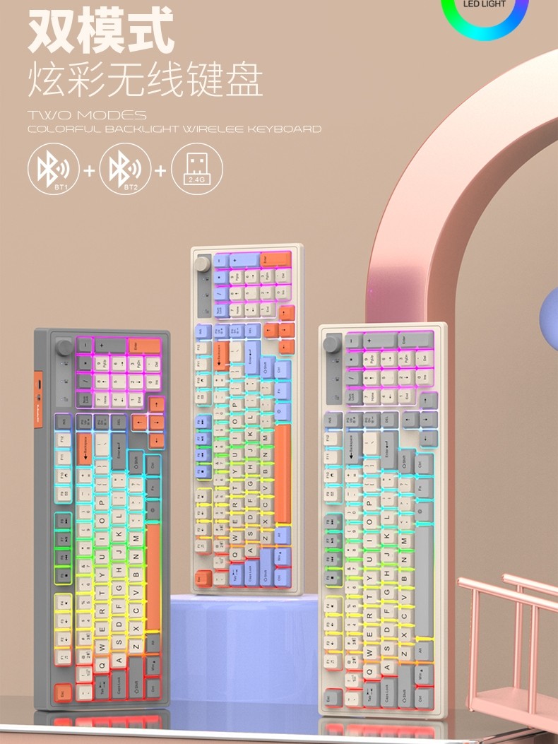 Viper K98 Wireless Bluetooth Keyboard Silent Laptop Keyboard for Girls Office Charging Luminous Mechanical Feel