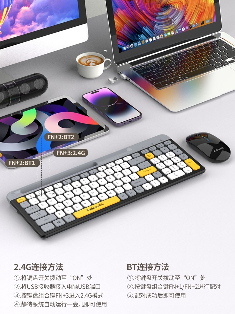 Viper K100 Bluetooth Wireless Keyboard and Mouse Set for Laptop Tablet iPad Xiaomi Lenovo Universal Silent