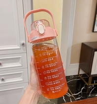 Weight loss water cup large capacity 2000 glass insulation with scale tea and water separation anti-fall summer fitness special water cup