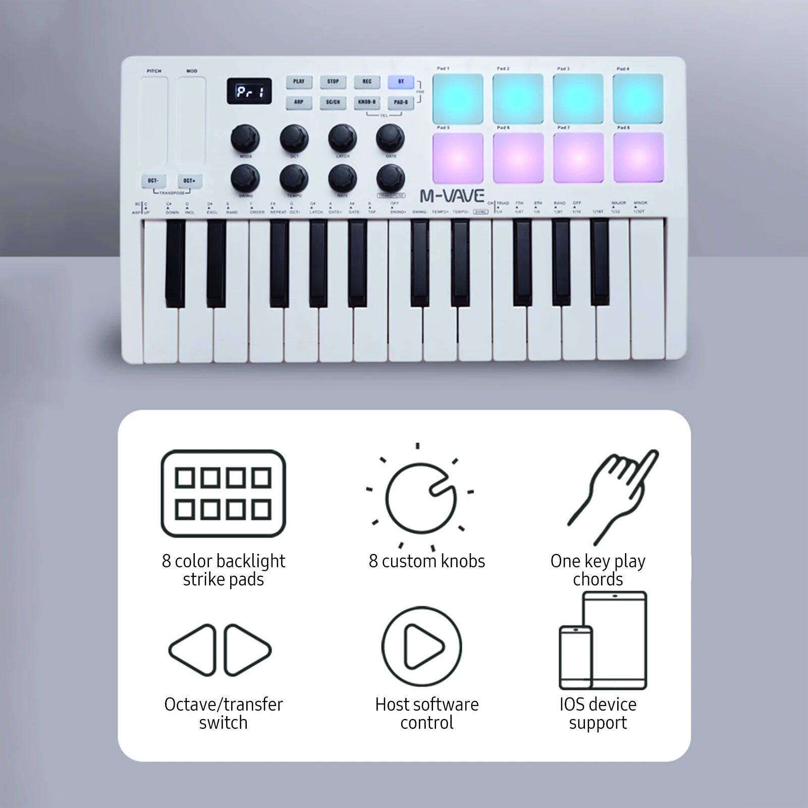 MIDI-клавиатура m-vave midi 25-key controller keyboard piano portable usb ke OTHER