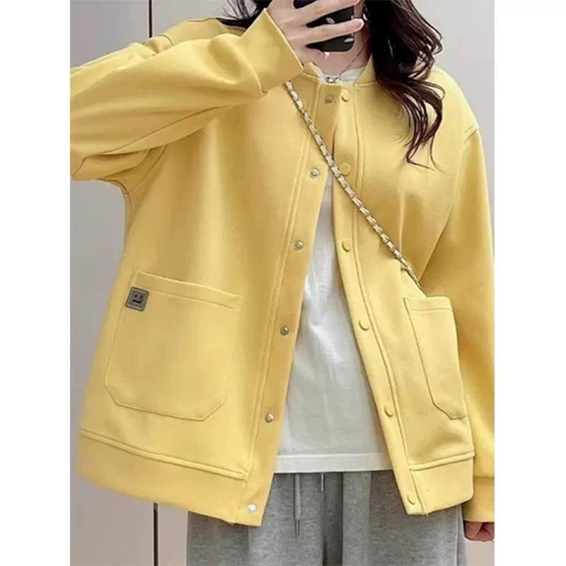 Plus Size 150kg Korean Style Long-Sleeve Cardigan Jacket for Women, Spring and Autumn, Loose Fit, Slimming, Versatile Casual Jacket, Baseball Jacket 260