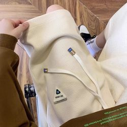 Waffkle shorts Men's Summer Trendy Loose Casual Sports Pants High Street Casual Easiest for match Straight-leg Half Length Pants