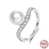 Original elegant natural pearl ring s925 sterling silver platinum plated fashionable temperament hand jewelry for women