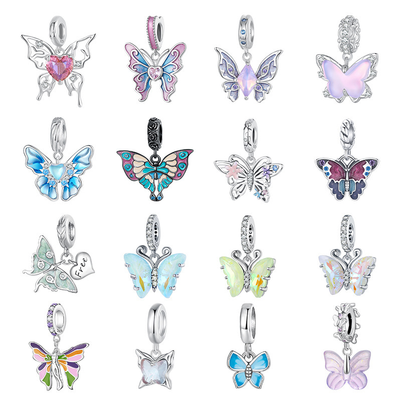 Exquisite Butterfly Series Tassel Beaded Pendant Combination S925 Sterling Silver DIY Bead Jewelry