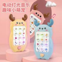 Baby intelligent early education childrens cartoon deer simulation mobile phone chewable music story telephone educational toy