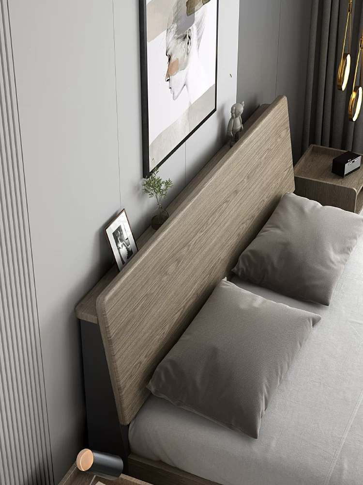 IKEA кровать из массива дерева, современная минималистичная, кровать размер 1,5 метра, небольшая спальня, роскошь домашнего использования, двуспальная кровать, главная спальня 1,8 метров