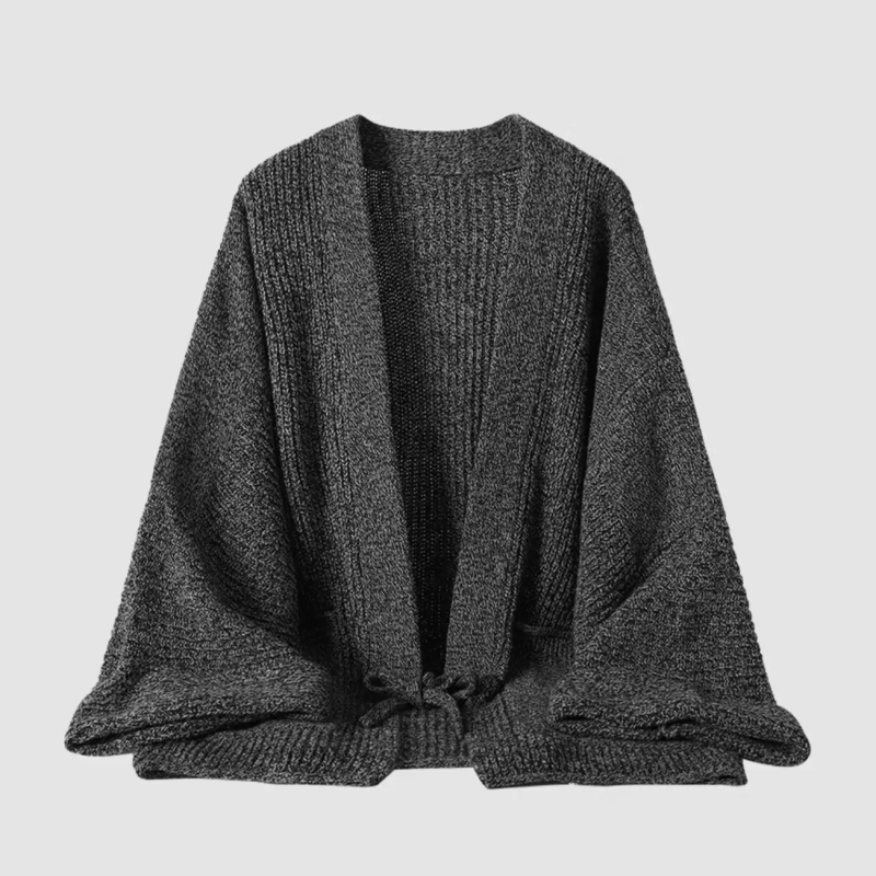 Men's Casual Loose-Fitting Drop-Shoulder Tie-Up Oversize Knit Sweater in Japanese Style for Autumn and Winter
