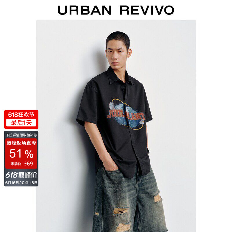 Ur2026 Summer New Men's Fashion Trendy American Retro Printed Tassel Cotton Cardigan Shirt Uuv260042 Ur2026 Summer New Men's Fashion Trendy American Retro Printed Tassel Cotton Cardigan Shirt Uuv260042