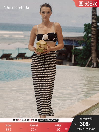 ViolaFarfalla2025 new chest rose split swimsuit wrap skirt suit high-end vacation hot spring