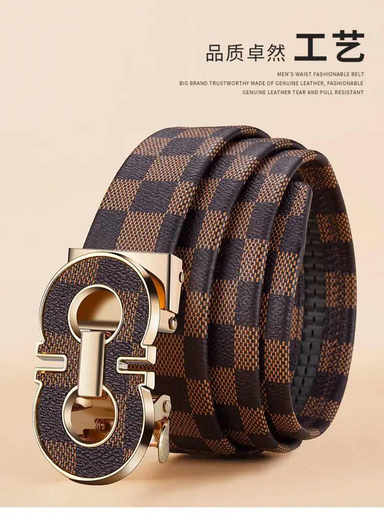 Unbelievable Deal! High-End Men's Leather Belt with Auto L-Buckle - Detail image 2