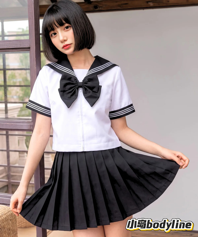[Sold Out, No More Available] Bodyline Genuine Rare Vintage Black and White Rainbow Rangers Sailor Uniform Lolita Jk Set