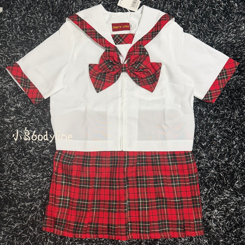 5-Day Delivery In-Stock Bodyline Genuine Red Scottish Plaid Sailor Suit Set with Red Label