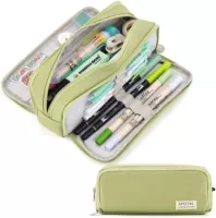 Large Capacity Pencil Case 3 Compartment Pouch Pen Bag Doubl