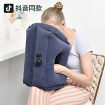 Flocked sleeping pillow inflatable pillow lumbar cushion U pillow long-distance flight abroad student lunch break pillow