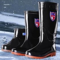 Velvet non-slip mens rubber shoes fishing high-top kitchen mens waterproof rain boots? Shoes rain boots water boots mid-top shoes construction site