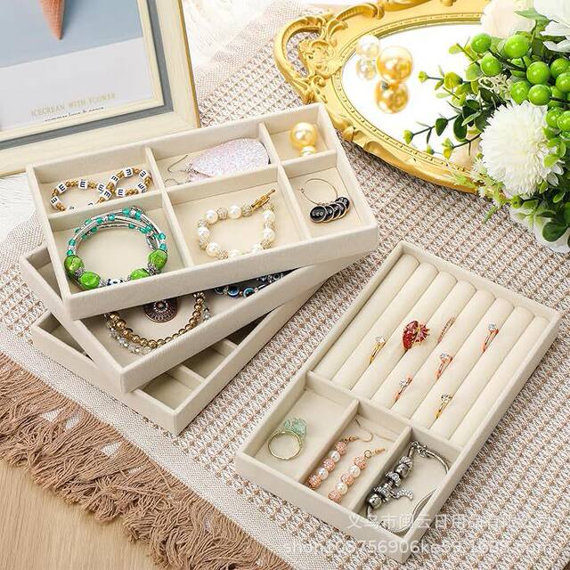 Lazy Corner Jewelry Tray Velvet Hand Jewelry Organizer for Rings, Earrings, Necklaces, Home Jewelry Box, Jewelry Storage Box
