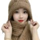 Women's New Style Hat with Fleece Lining and Thickened Scarf, Windproof Hat for Autumn and Winter, Squirrel Fur Knit Hat, Warm Trendy Hat