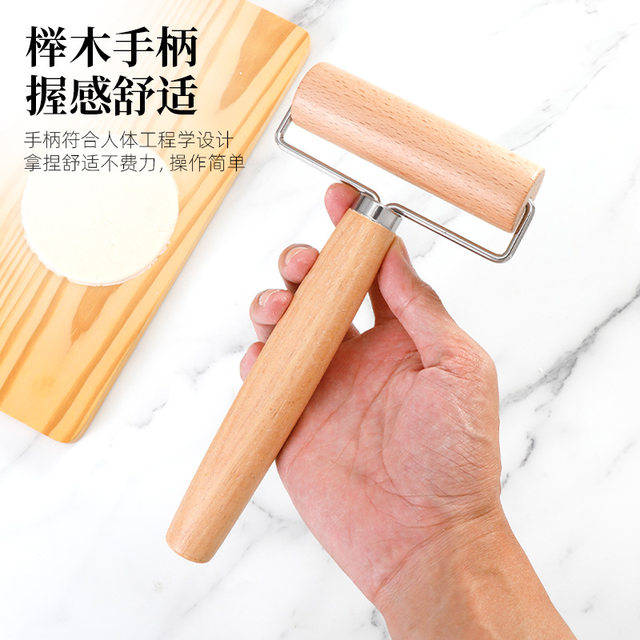 Beech Wood Rolling Pin Non-Stick Rolling Pin Roller Type Dumpling Skin Mini Solid Wood Handle Roller Household Rolling Pin