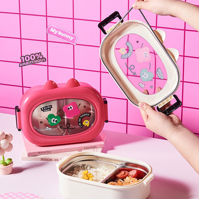 Dopamine Insulated Lunch Box for Elementary School Students, Lunch Box for Office Workers, 304 Stainless Steel Fresh-Keeping Box with Compartments, Microwaveable