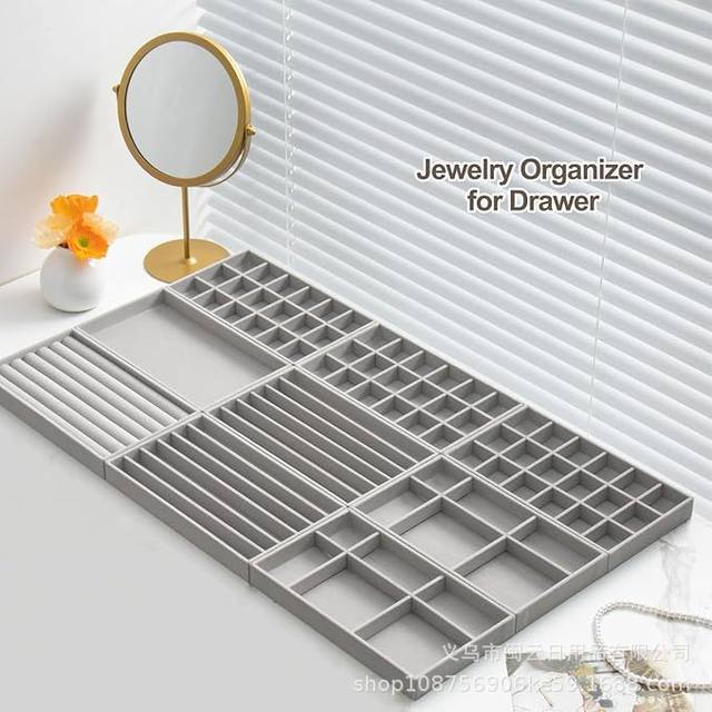 Lazy Corner Jewelry Tray Velvet Hand Jewelry Organizer for Rings, Earrings, Necklaces, Home Jewelry Box, Jewelry Storage Box